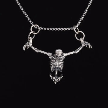 Silver Plated Captivity Skull Pendant Men\'s Biker Punk Rock Necklace Gothic Halloween Jewelry Accessory - Charlie Dolly