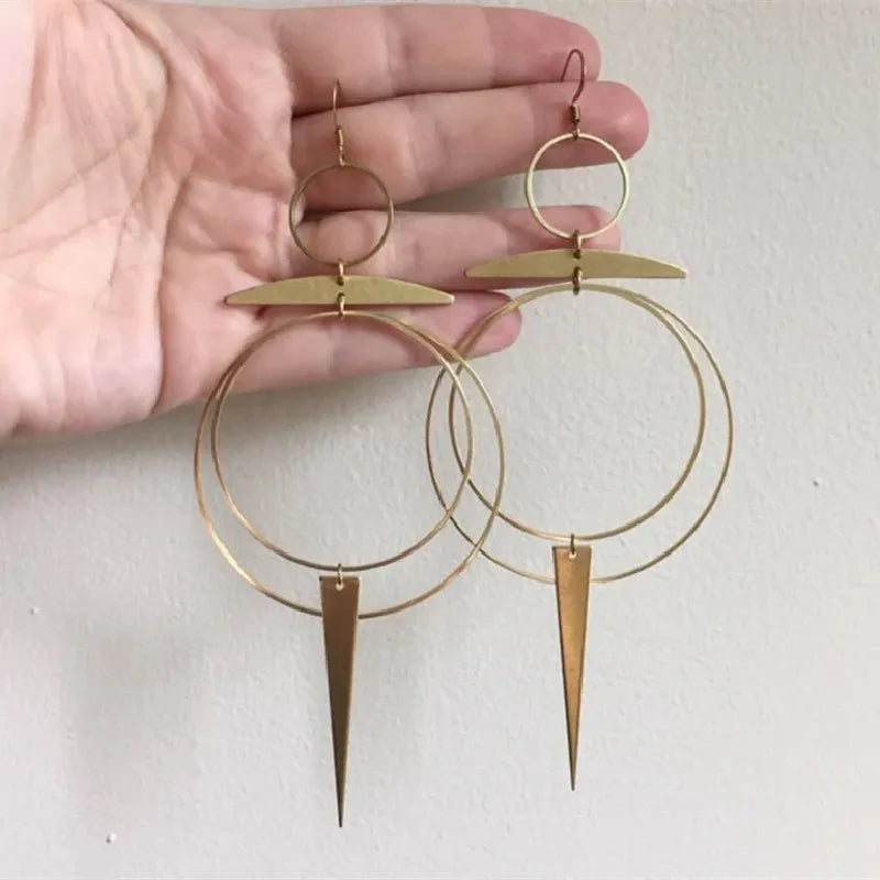 Crescent Moon Goddess Long Drop Earrings