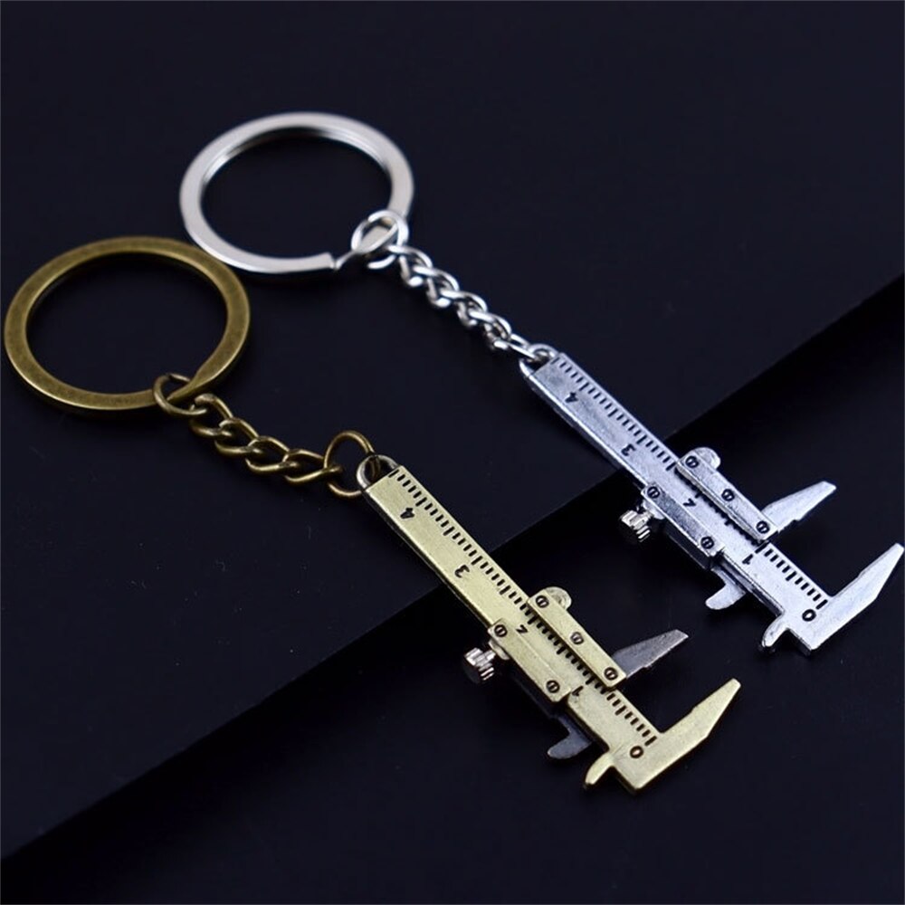 Cute Mini Caliper Tools Keychain Zinc Alloy Vernier Caliper Key Chains Calipers Measuring Gauging Tools Accessories Rulers
