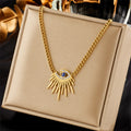 DIEYURO 316L Stainless Steel Butterfly Moon Lock Blue Eyes Pendant Necklace For Women Multilayer Choker Chain Jewelry Gifts - Charlie Dolly
