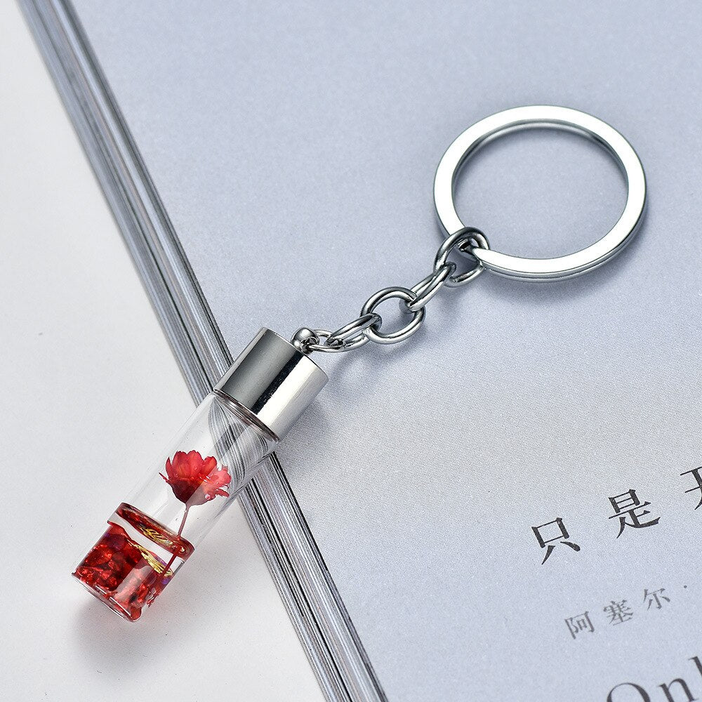 Fashion Eternal Flower Keyring Handmade Natural Plant Keychain for Women Men Bag Accessories Creative Friendship Gifts