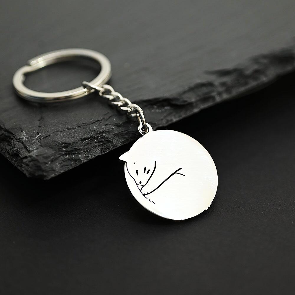 Funny Middle Finger Stickman Keychain Cute Titanium Steel School Bag Car Key Pendant Couple Trinket Gift Keyrings