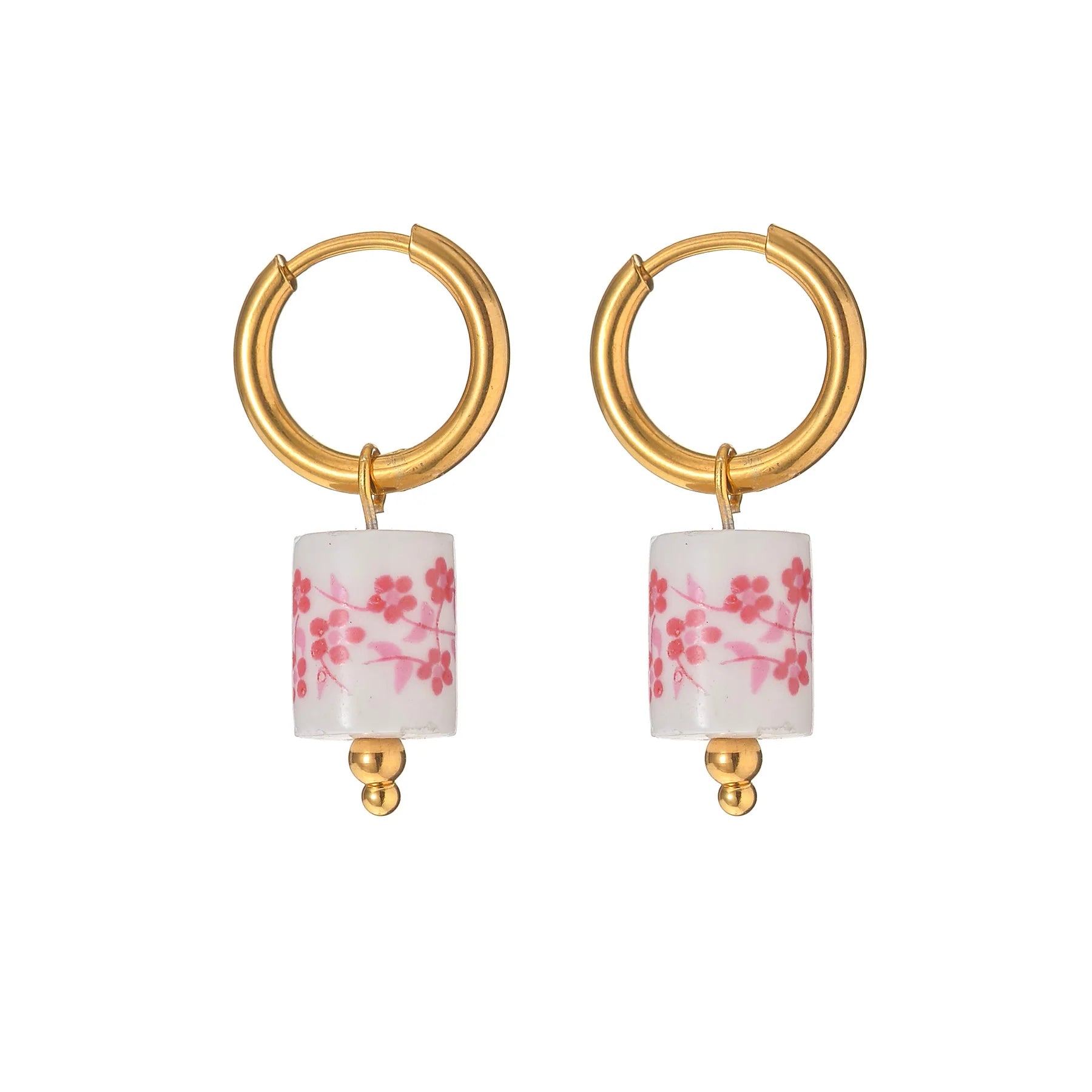 Ceramic Fish Flower Hoop Earrings Jewelry