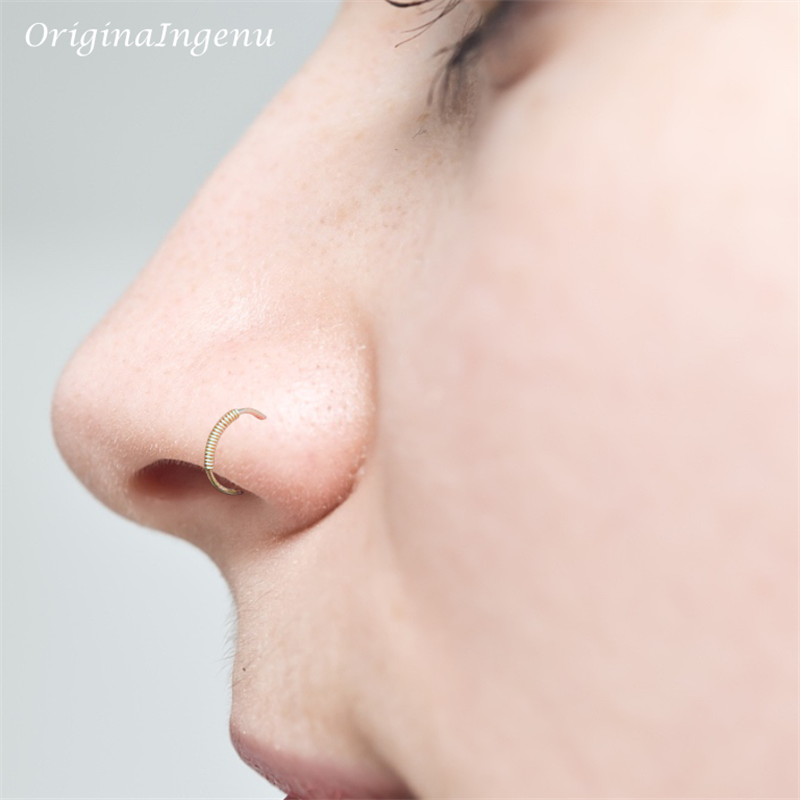 925 Silver Nose Ring Gold Real Piercing Jewelry PunkJewelry Vintage Septum Hoop Body Jewelry Boho Nose Ring