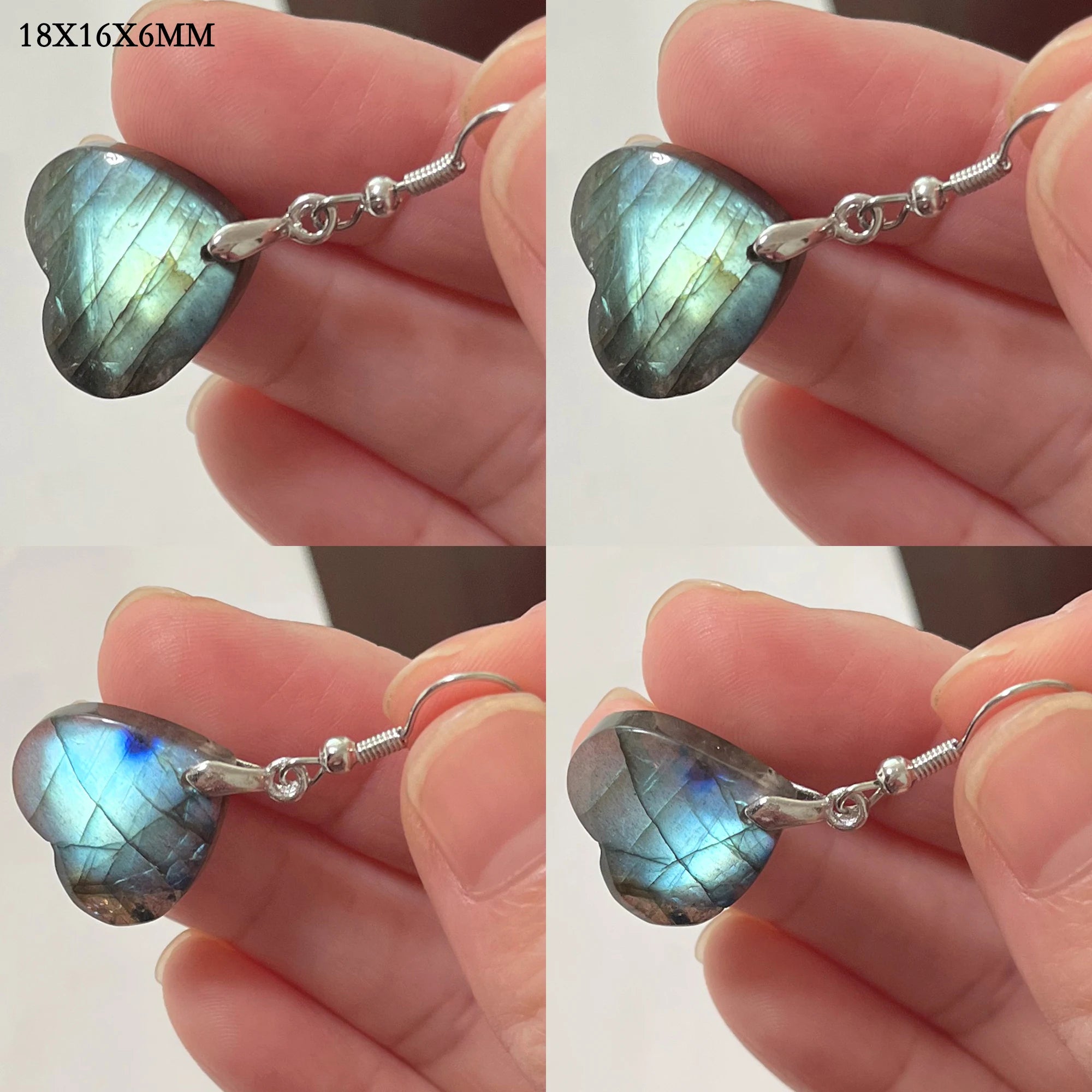 Blue Labradorite Pendant & Earrings Set, Raw Natural Stone Unisex Boho Jewelry