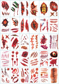 Halloween Temporary Tattoo Sticker Waterproof 3D Bite Mark Zombie Acars Wound Tattoo Sticker Halloween Party Cosplay Makeup Prop - Charlie Dolly