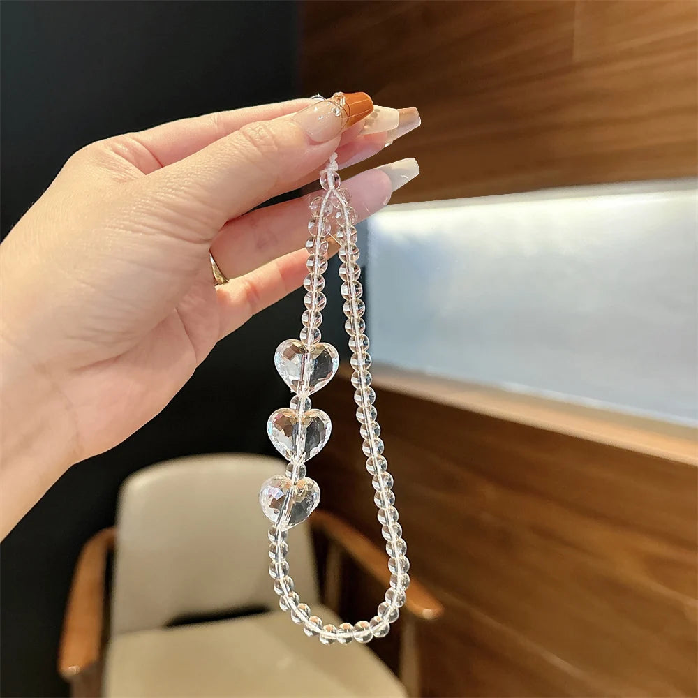 Pink Butterfly, Pearl and Bow Phone Strap Wrist Chain