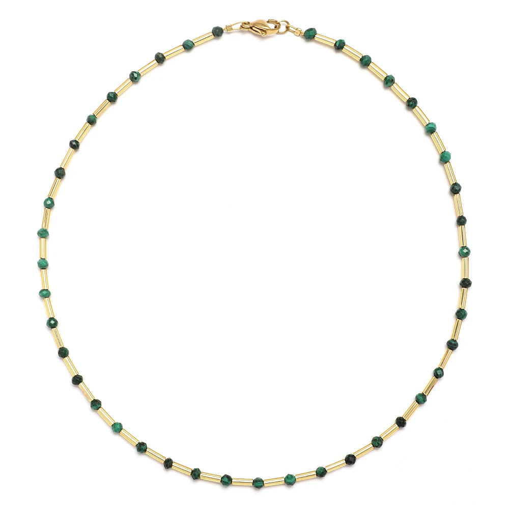 ZMZY Fashion Boho Necklace Women Jewelry Natural Stone Choker Healing Tiny Beads Clavicle Chain Crystal Agates Necklace - Charlie Dolly