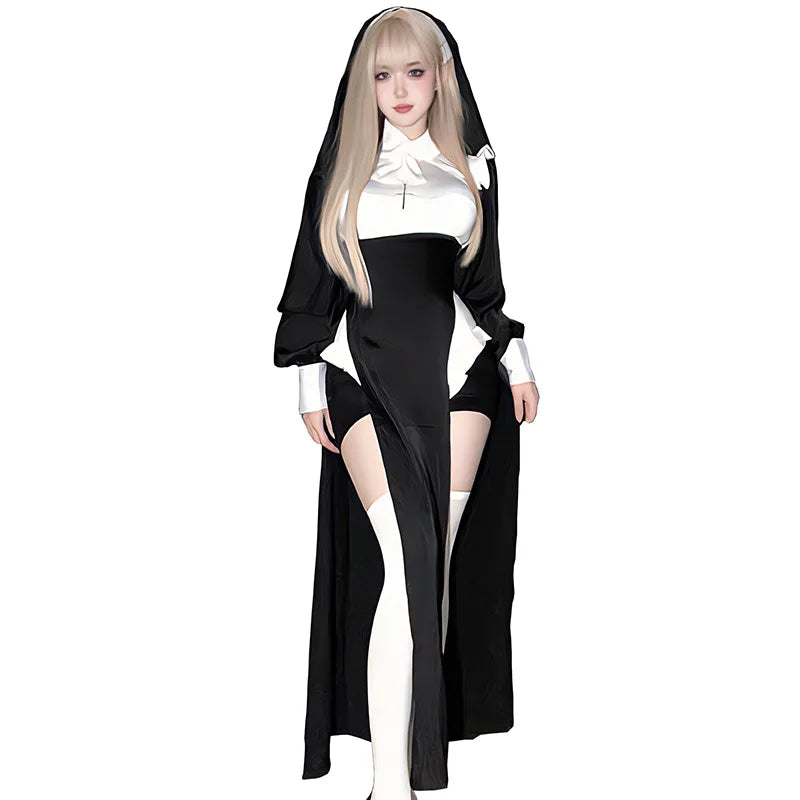 Cute Women Anime Nun Costume Cosplay Shows Outfit Sexy Ladies Halloween Performance Fancy Dress Up Sister Cos Uniform - Charlie Dolly