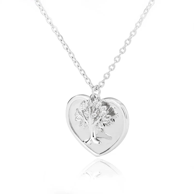 Tree of Life Pendant Necklace, Stainless Steel Long Chain Sacred Geometry Talisman