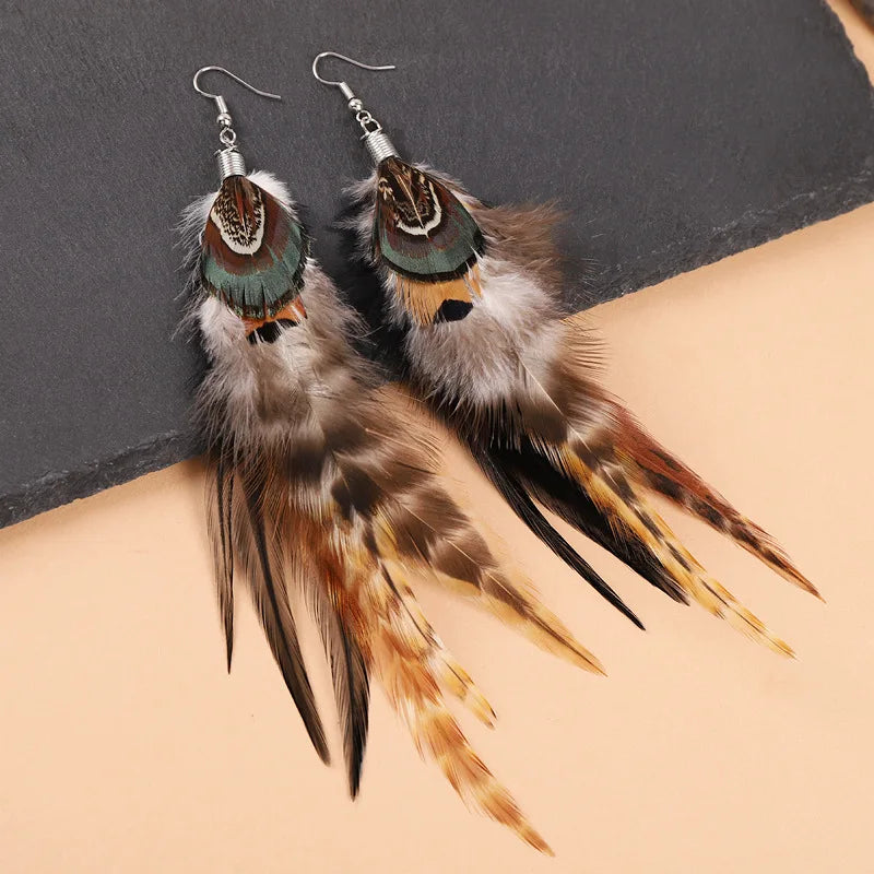 Creative Feather Big Long Drop Earrings Jewelry