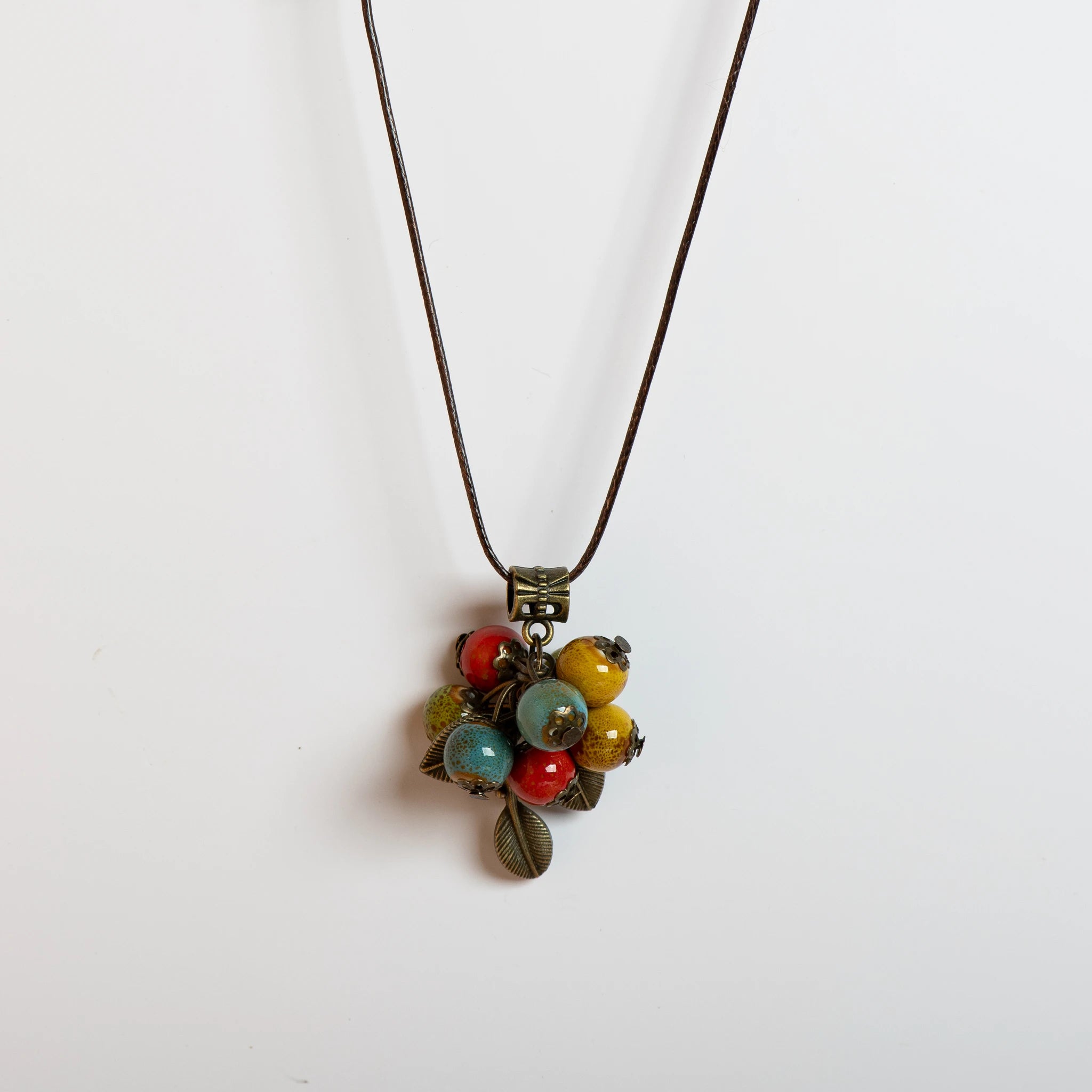 Handmade Ceramic Bead Adjustable Long Necklace Jewelry