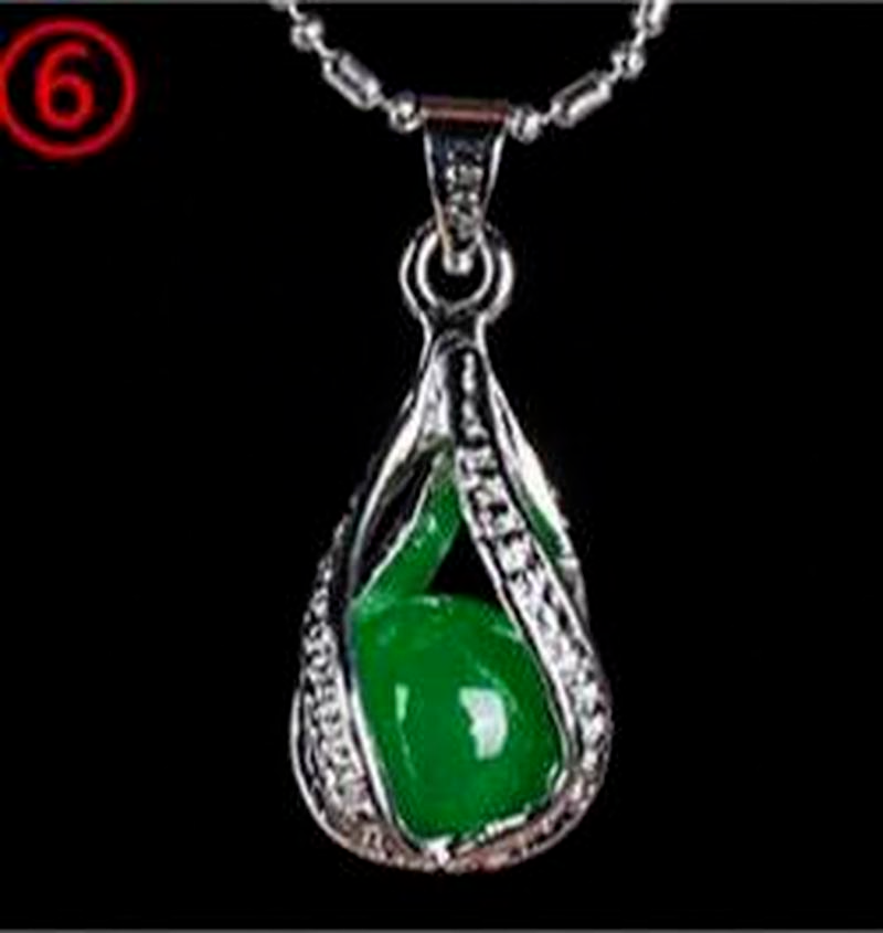 S925 Silver Green Jade Dragon Water-Drop Pendant, Sacred Guardian Amulet