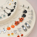 36 Pcs Halloween Earrings Set for Women Vintage Cute Ghosts Black Cats Pumpkins Bats Spiders Drop Stainless Steel Ear Needle - Charlie Dolly