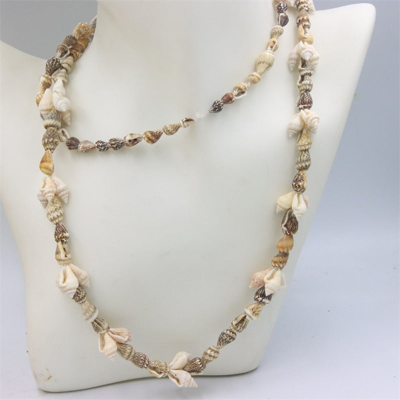 Trendy Fashion Jewelry Natural Sea Snail Shape Shell Beads Making Long Necklace Sweater Design For Women Party Gift Accessories