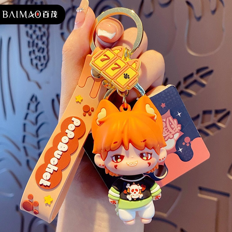 Fashion Beast Era Series Keychain Cartoon Anime Little Fox Characters Keyring Boyfriends Cute Doll Key Chain Bag Pendant
