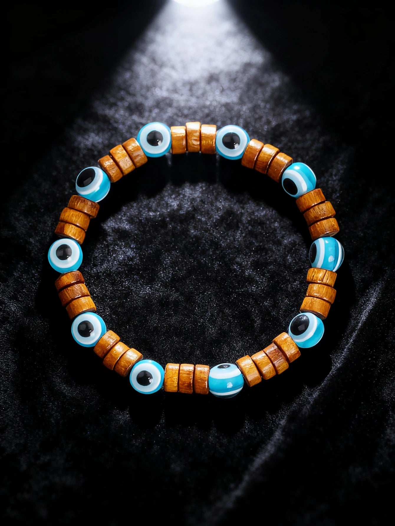 Natural Stone & Wood Bead Boho Protection Bracelet, Handmade Grounding Talisman