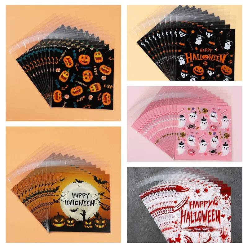 50PCS Halloween Candy Bags Halloween Party Decorations For Home 2024 Packaging Bag Pumpkin Party Ghost Halloween Decor Supplies - Charlie Dolly