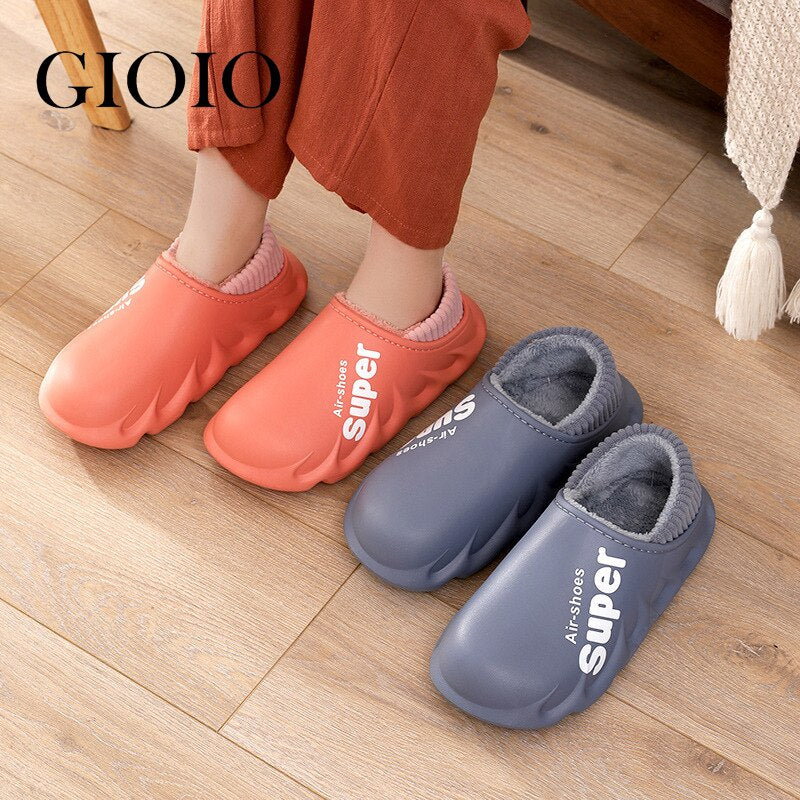 Winter Slippers Warm Men Shoes Waterproof Women Couples Non-Slip Plush Cotton Indoor Outdoor Kids Home Autumn Children