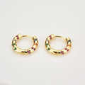 Andywen 100% 925 Sterling Silver Colorful Rainbow Clips Hoops Earring Huggies Middle 8mm Piercing Pendiente Women Circle Jewelry - Charlie Dolly