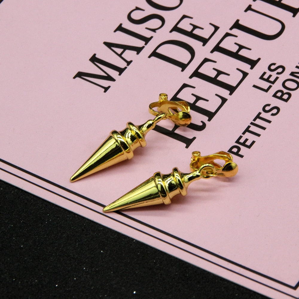 Anime SPY×FAMILY Yor Forger Cosplay Earrings Drop Golden Tapered Punk Women Ear Clips Fans Costumes Jewelry Gift