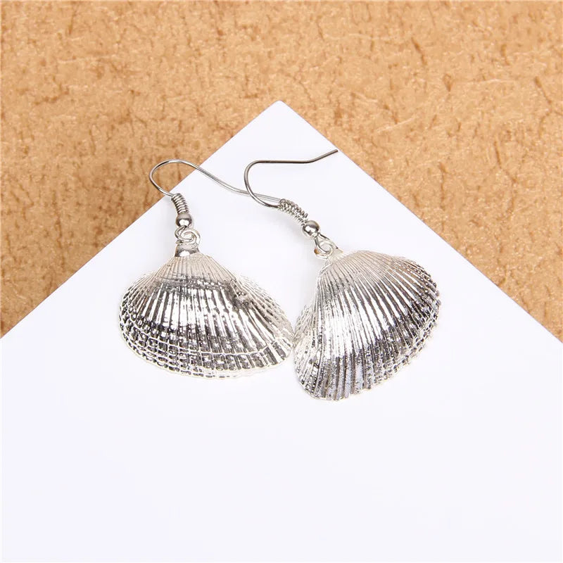 Natural Shell Scallop Drop Earrings Jewelry