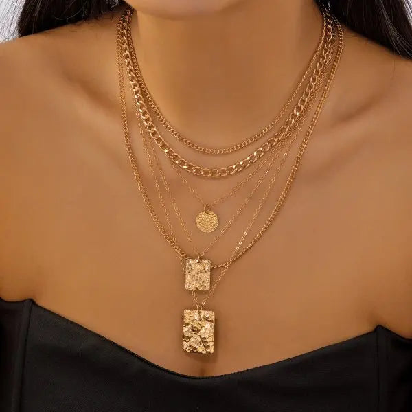 Sequin Tassel Star Moon Layered Choker Necklace Jewelry