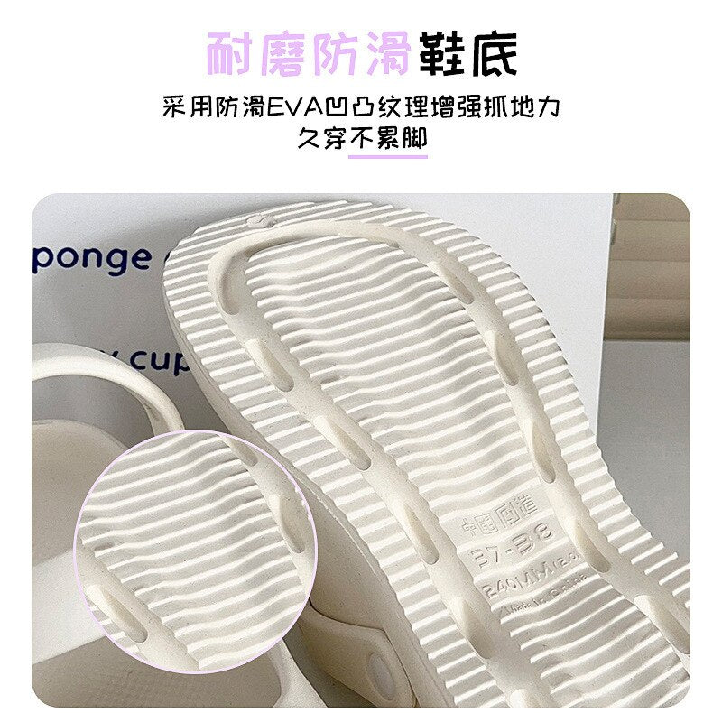 Close Toe Shoes for Women Summer Slippers with Thick Sole and Feet Feeling Cool Slippers for Women External Wear