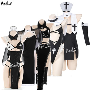 AniLV New Nun Series Uniform Halloween Cosplay Women Medieval Convent Sister Dress Outfit Set Costumes - Charlie Dolly