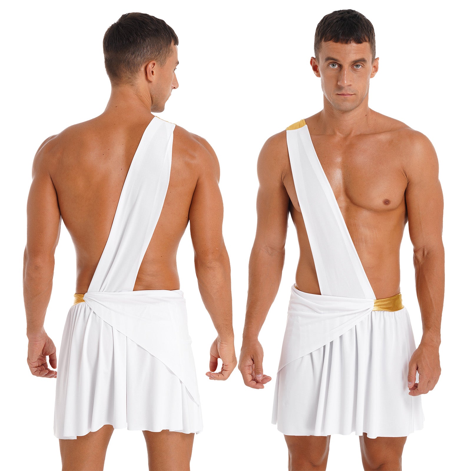 Men's Ancient Greek God Halloween Party Costume Cosplay One Shoulder Strap Skirts Knight Warrior Theatrical Performance Outfit - Charlie Dolly
