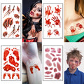 Halloween Temporary Tattoo Sticker Waterproof 3D Bite Mark Zombie Acars Wound Tattoo Sticker Halloween Party Cosplay Makeup Prop - Charlie Dolly
