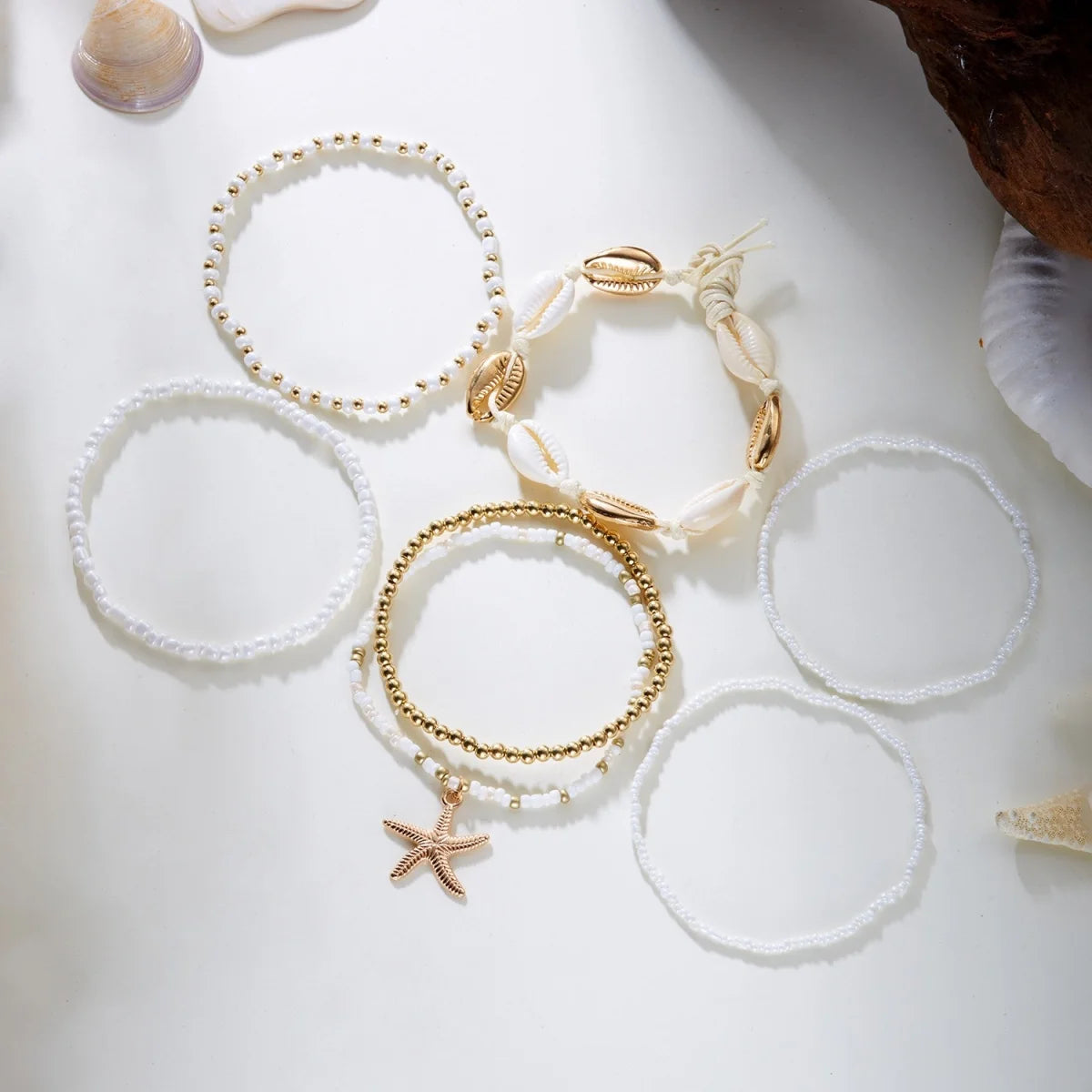 Starfish Tassel and Shell Multilayer Boho Anklet