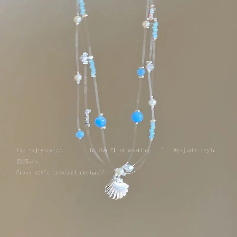 Seaside Starfish, Shell and Pearl Layered Choker Necklace