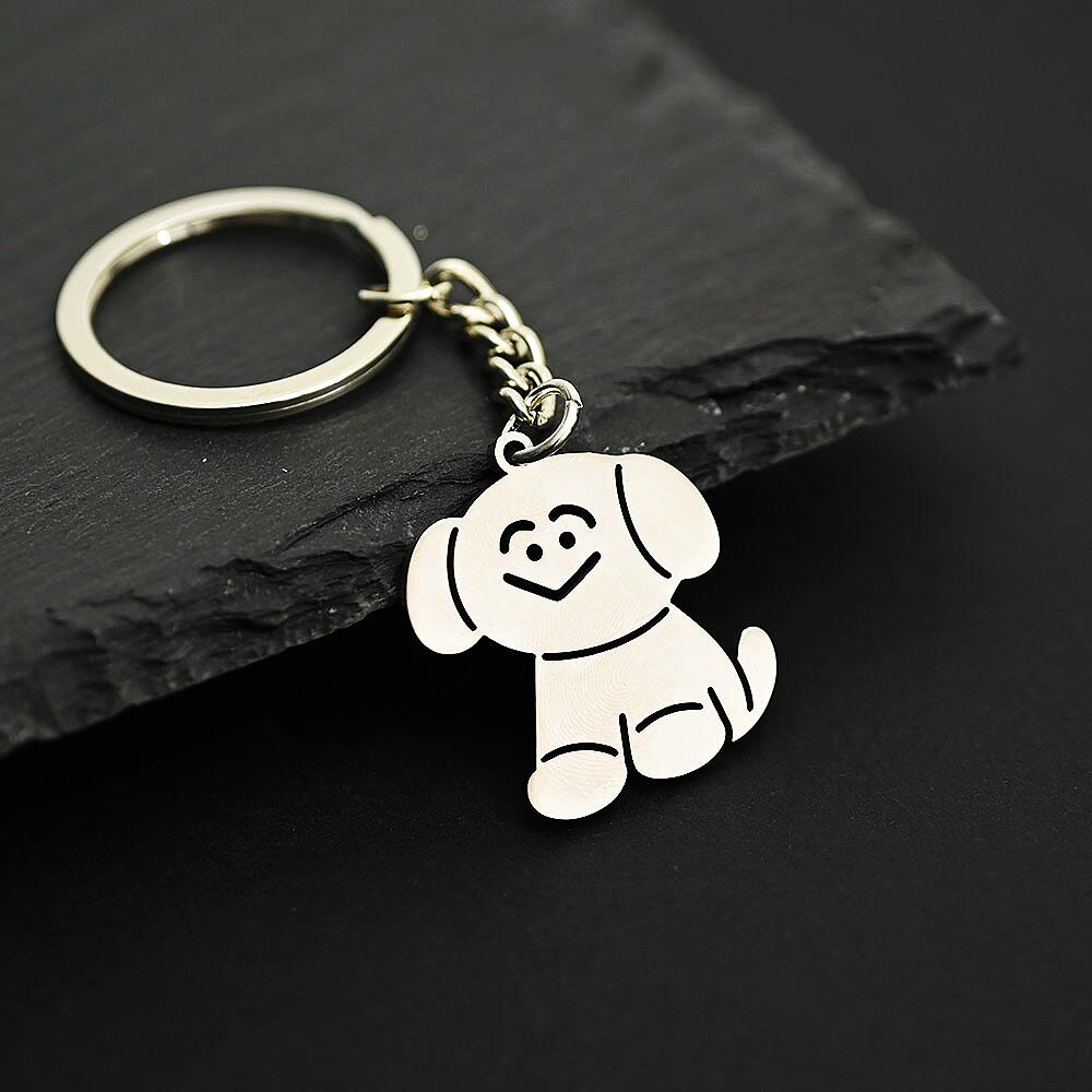 Funny Middle Finger Stickman Keychain Cute Titanium Steel School Bag Car Key Pendant Couple Trinket Gift Keyrings