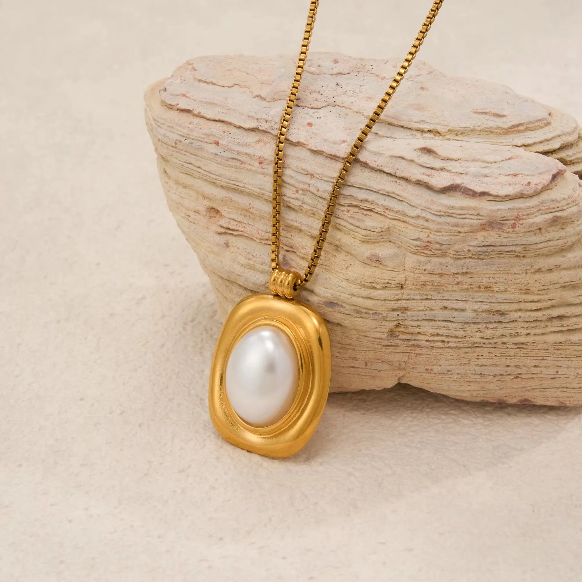 Vintage Fashion Oval Natural Stone Pearl Earrings for Women Stainless Steel 18k Gold Plated Boho Tarnish Free Waterproof Jewelry - Charlie Dolly