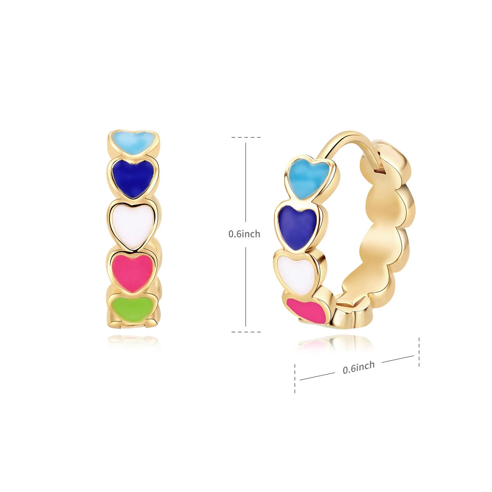 Colorful Enamel Heart Stud Earrings Jewelry