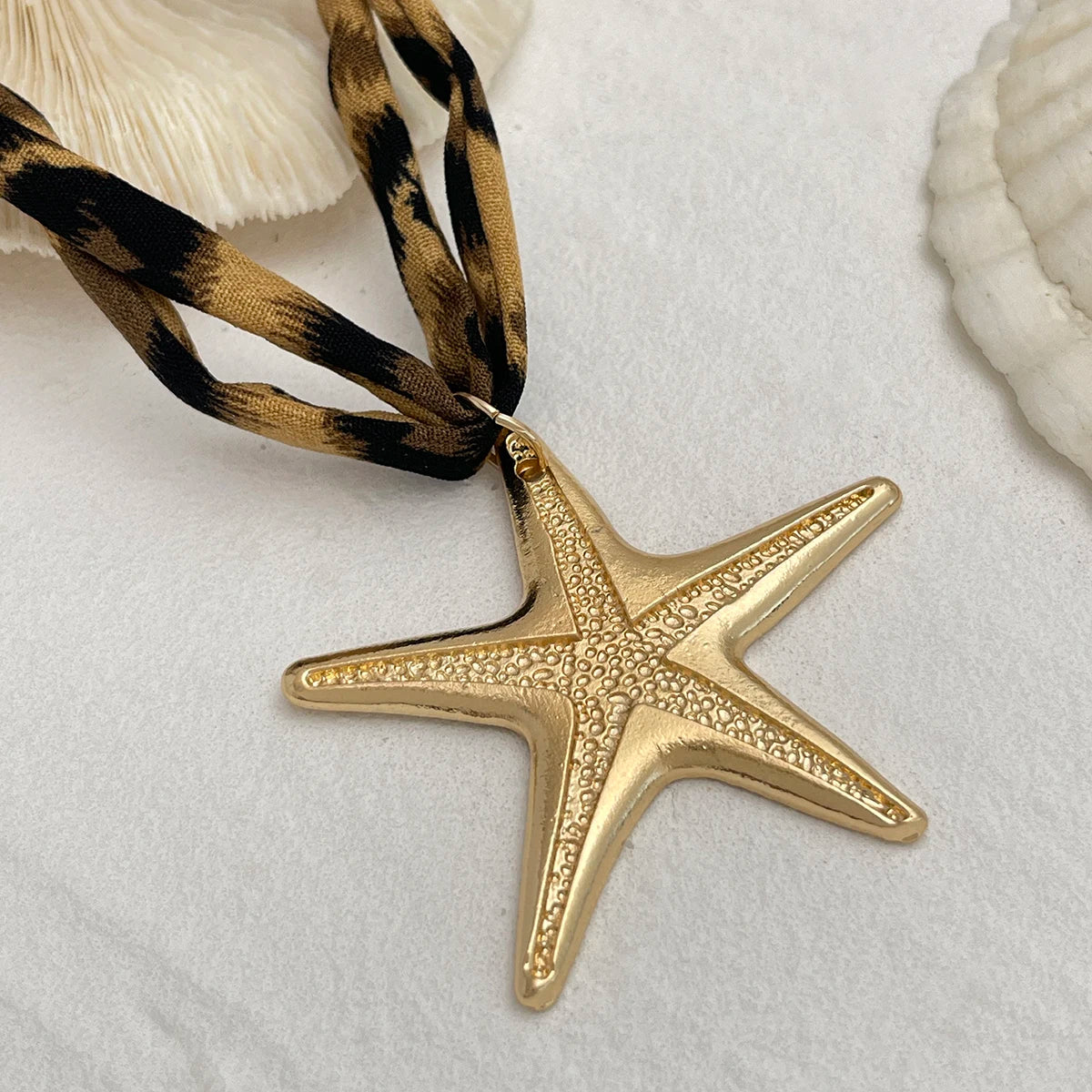 Conch, Starfish and Heart Ethnic Velvet Chain Necklace