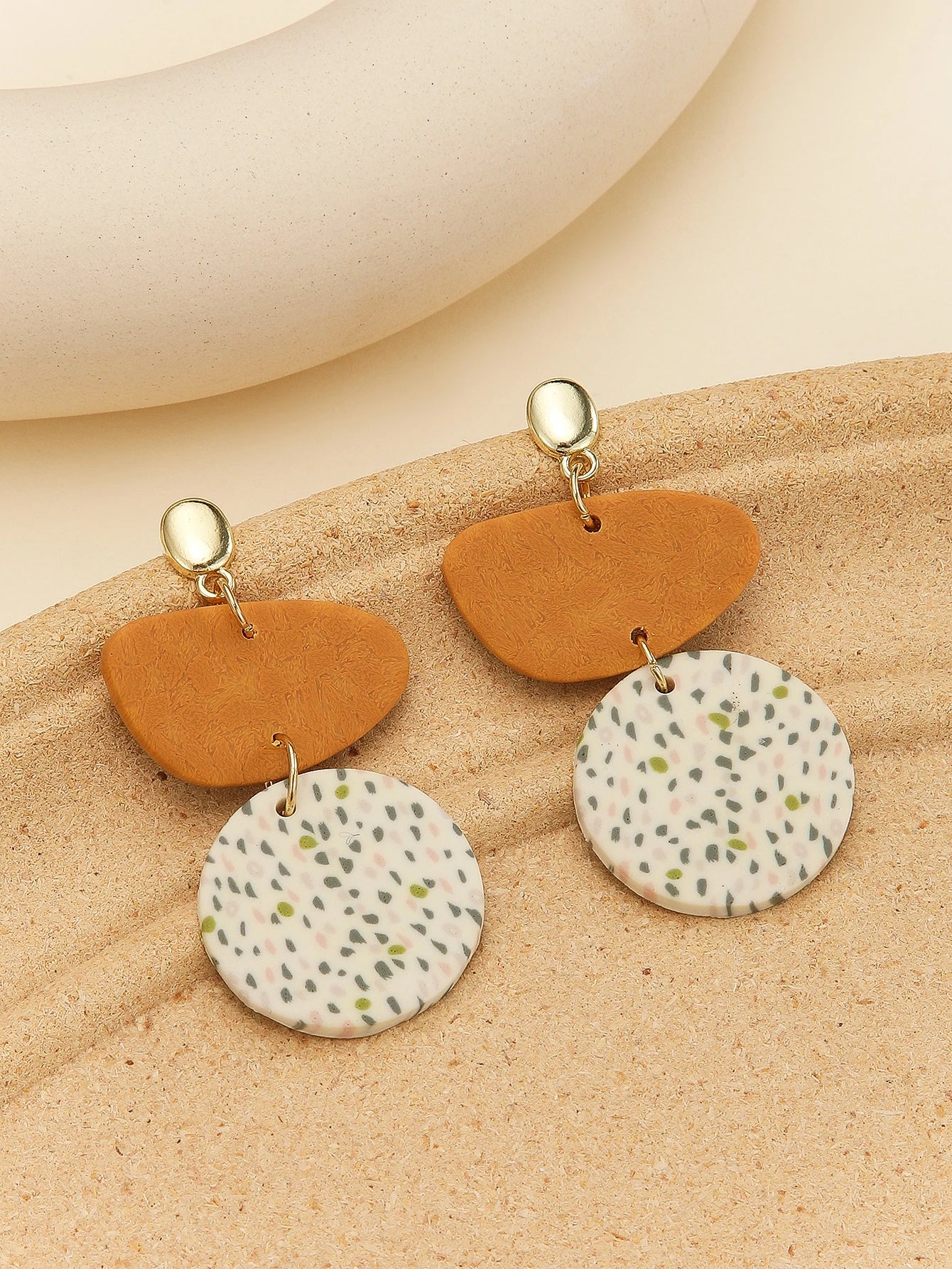 Polymer Clay Confetti Arch Statement Earrings Jewelry