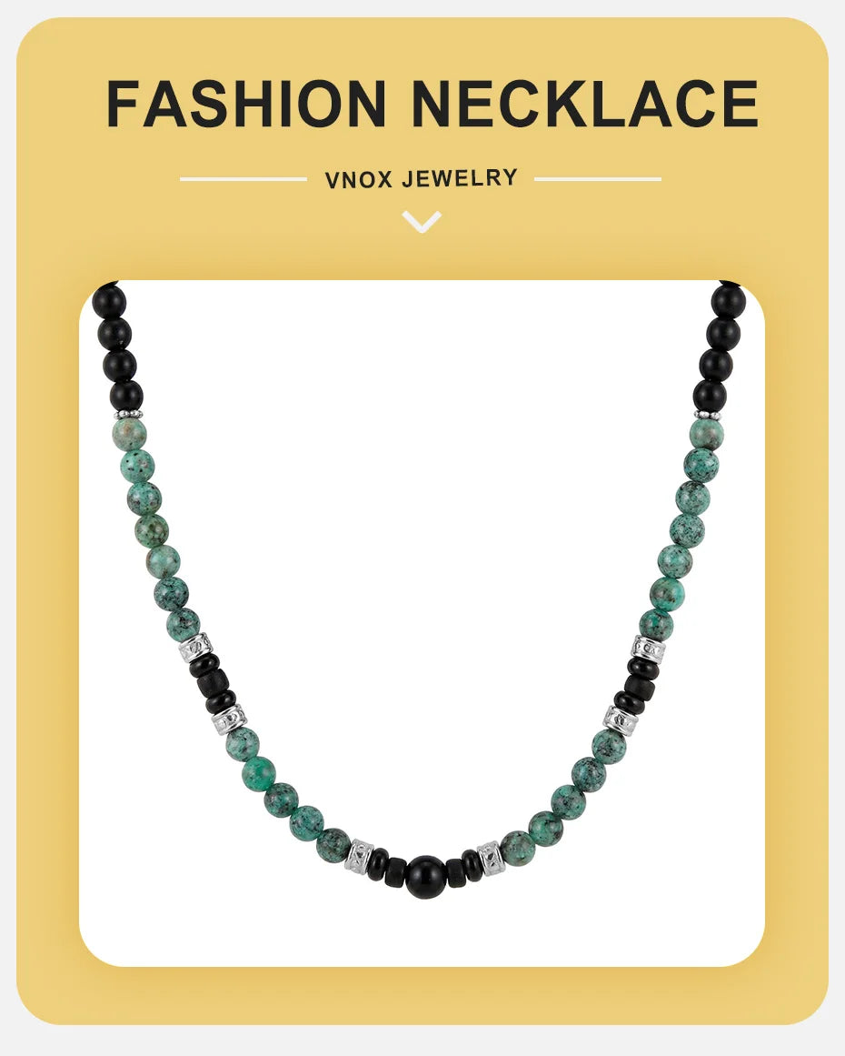 Natural Stone Beaded Choker Necklace