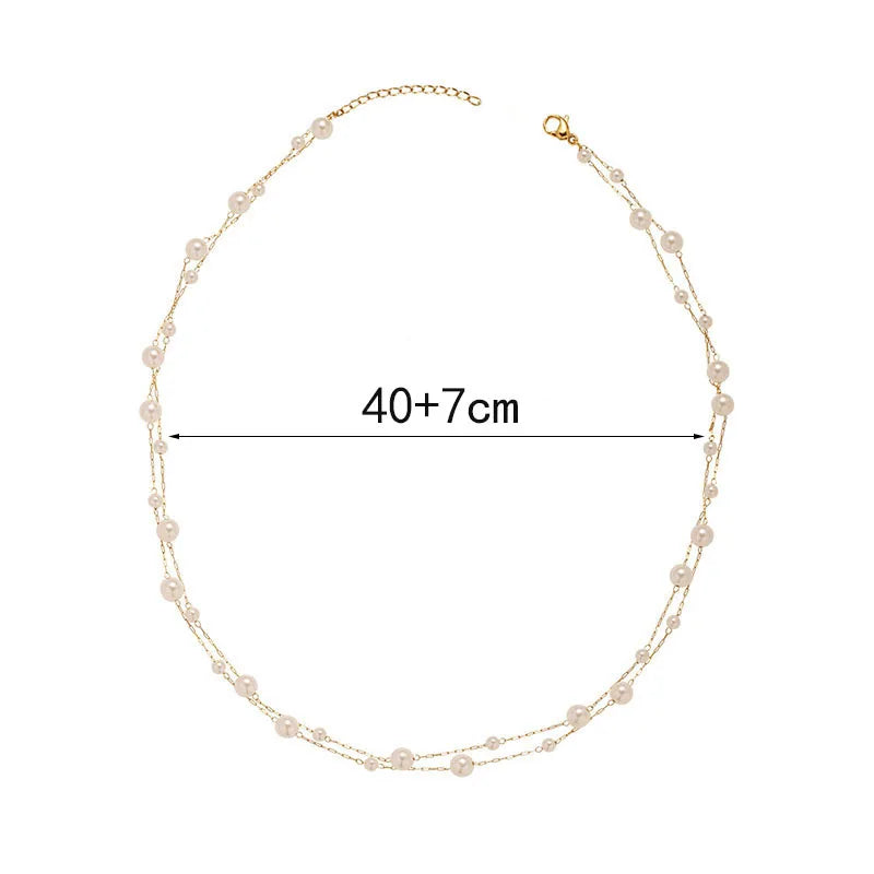 Waterproof Stainless Steel Pearl Chain Boho Choker