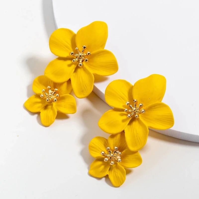 Metal Flower Stud Earrings Jewelry