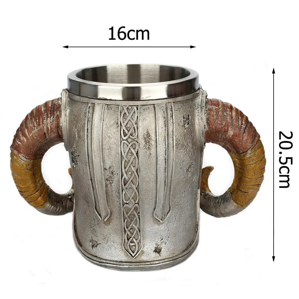 Stainless Steel Skull Mug Viking Drinking Cup Skeleton Resin Beer Stein Tankard Coffee Mug Tea Cup Halloween Gift Bar Drinkware - Charlie Dolly