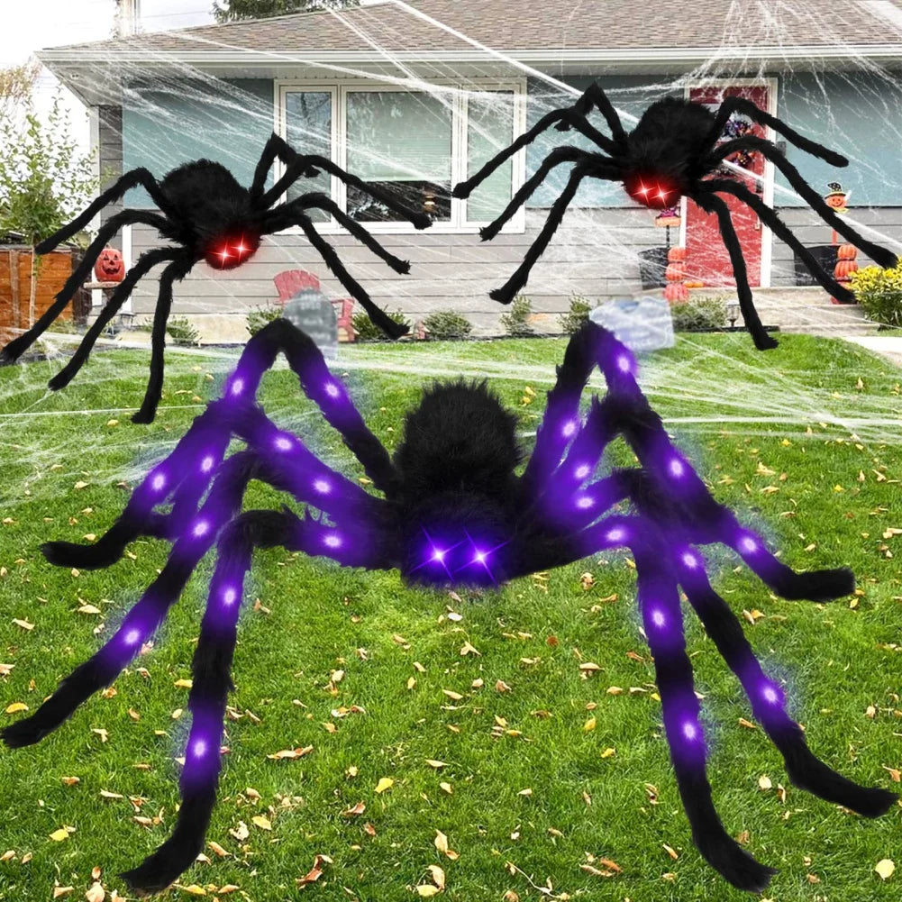 Light-up Spider Halloween Decoration,Big Lighted Spider for Scary Halloween Outdoor Indoor Yard Home Party Haunted House Décor - Charlie Dolly