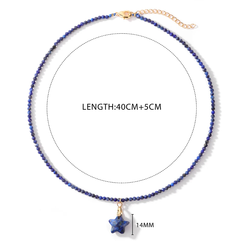 Fashion Boho Beads Necklace Star Shape Natural Stone lapis lazuli Tiger Eye Quartz Beaded Choker for Women Men Jewelry Gift - Charlie Dolly