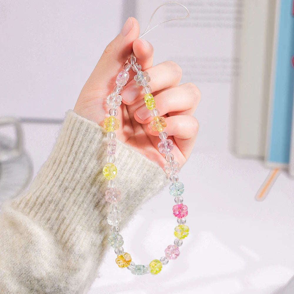 Pink Butterfly, Pearl and Bow Phone Strap Wrist Chain