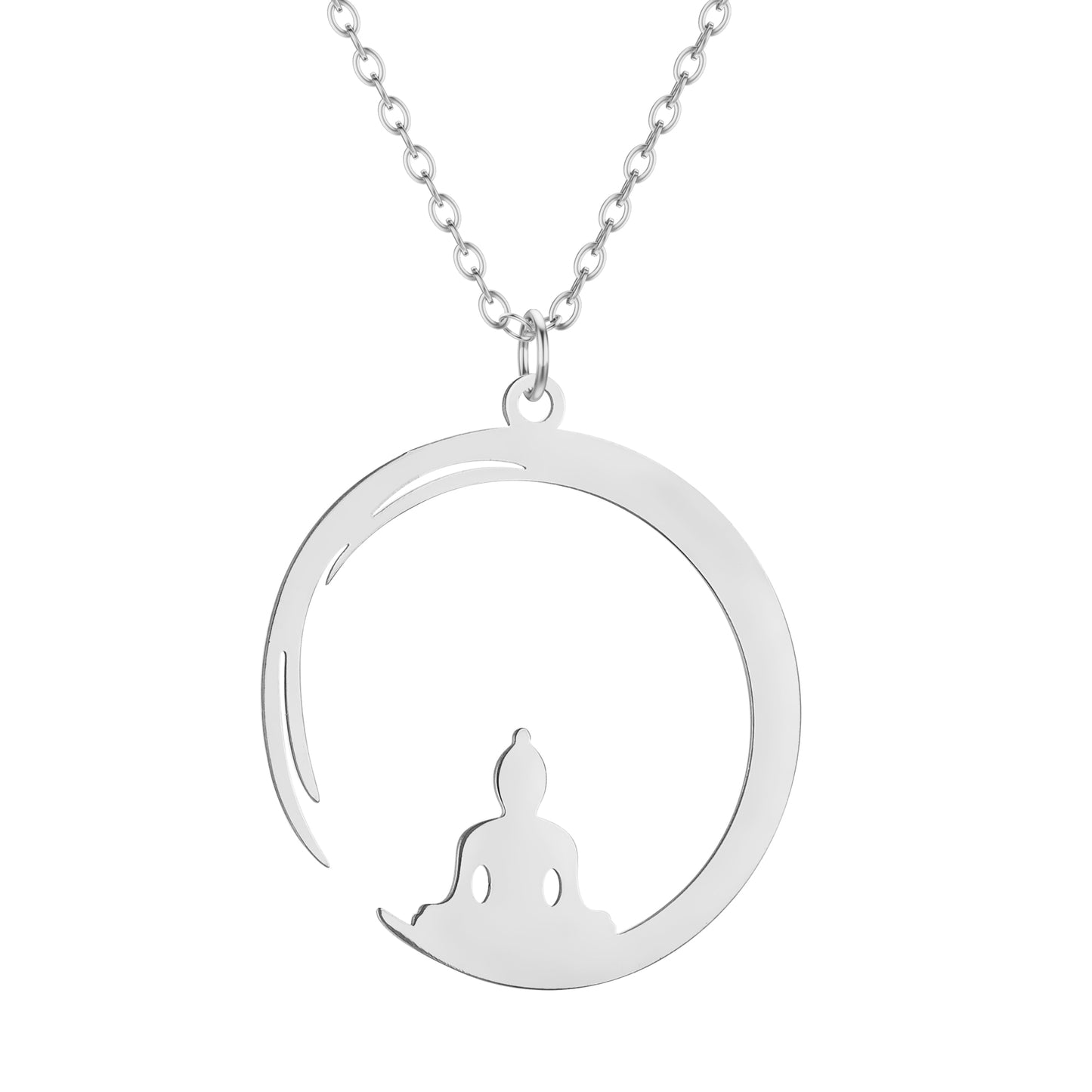 Todorova Stainless Steel Round Buddhism Meditation Pendent Buddha Yoga Necklace For Women Men Amulet Choker Jewelry Gifts