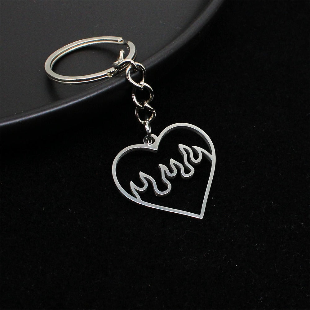 Funny Middle Finger Stickman Keychain Cute Titanium Steel School Bag Car Key Pendant Couple Trinket Gift Keyrings