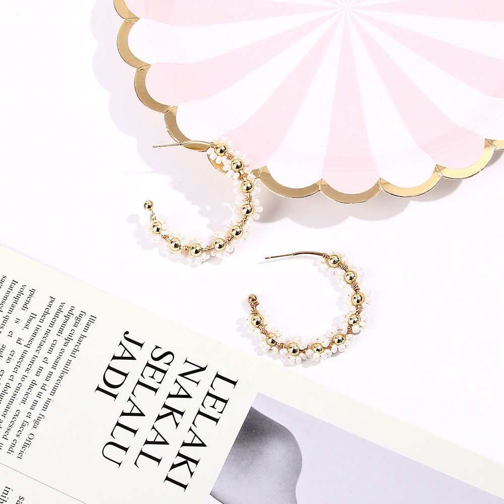 Fashion Boho Earrings For Women Colorful Style Sweet Flower Earrings Jewelry Spring Summer Floral Beaded Earrings Accessories