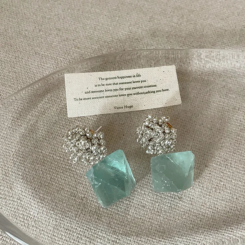 Green Natural Stone Beaded Dangle Boho Earrings Jewelry