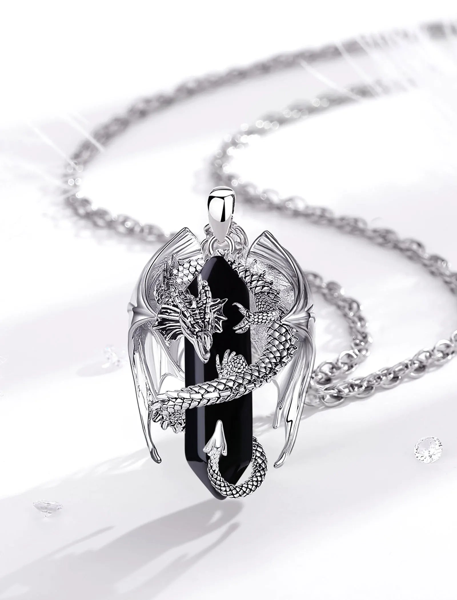 Dragon Obsidian Hexagonal Prism Necklace